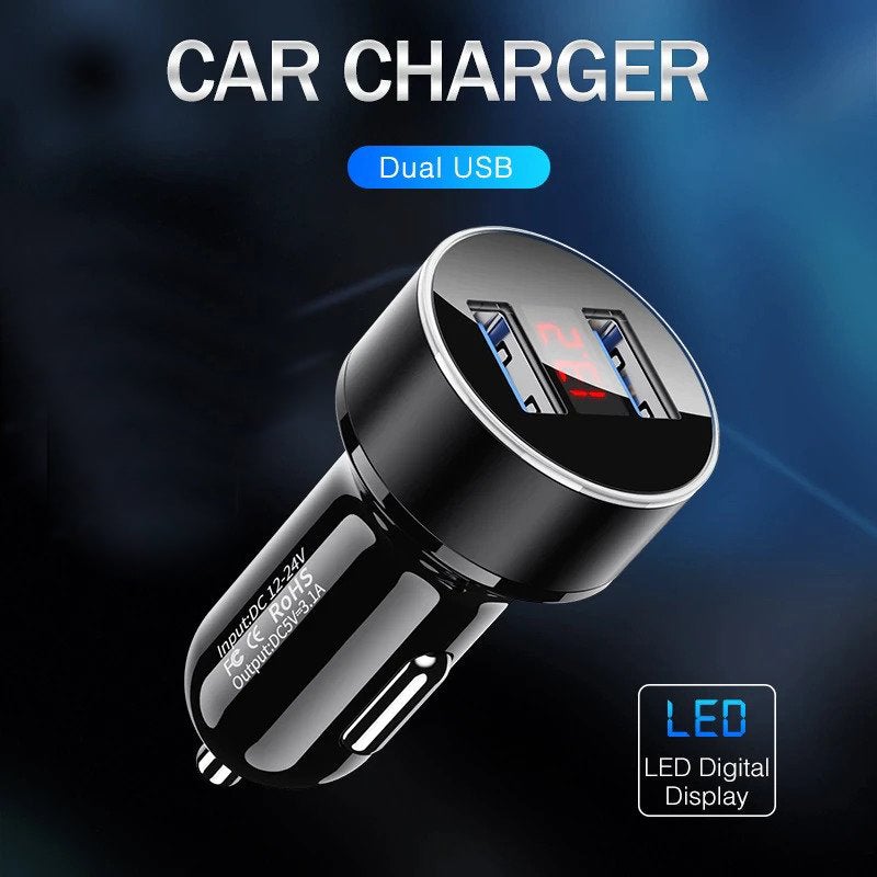 LED Display Dual USB Phone Charger